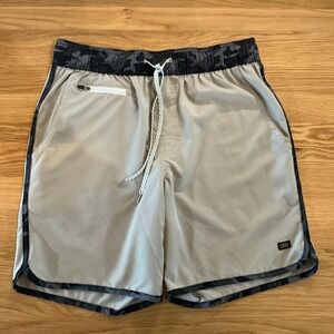 LEG3ND Discovery Swim Trunks Mens Small Sand Tan Black Camo Stretch Legend